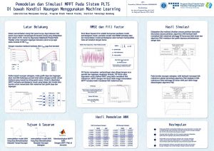 Poster: Pemodelan dan Simulasi MPPT Pada Sistem PLTS Di bawah Kondisi Naungan Menggunakan Machine Learning