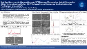 Poster: Modifikasi Screen-printed Carbon Electrode (SPCE) dengan Menggunakan Material Nanopartikel Silikon Terfungsionalisasi Nafion (SiNP/Naf) pada Sensor Elektrokimia Non-Enzimatik untuk Pendeteksian Uric A