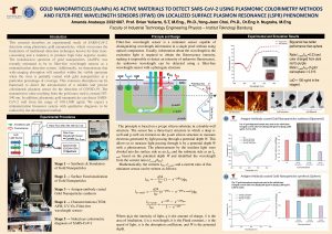 Poster: GOLD NANOPARTICLES (AuNPs) AS ACTIVE MATERIALS TO DETECT SARS-CoV-2 USING PLASMONIC COLORIMETRY METHODS AND FILTER-FREE WAVELENGTH SENSORS (FFWS) ON LOCALIZED SURFACE PLASMON RESONANCE (LSPR) PHENOMEN